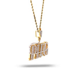 10K Gold Diamond Charm – Custom Two Tone Plug Charm with Baguette – 3.20 CTW