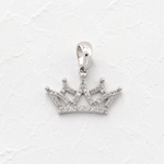 10K Gold Diamond Pendant – Minimalist Royal Princess Crown Accent Charm – 0.20 CTW