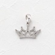 10K Gold Diamond Pendant – Minimalist Royal Princess Crown Accent Charm – 0.20 CTW