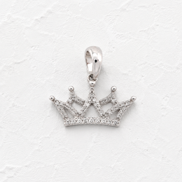 10K Gold Diamond Pendant – Minimalist Royal Princess Crown Accent Charm – 0.20 CTW