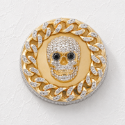 10K Gold Diamond Men's Ring – Black Eye Skull with Cuban Link Bezel – 1.75 CTW
