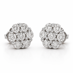 10K Gold Diamond Stud Earring – Seven Pointer Flower Cluster – 0.98 CTW