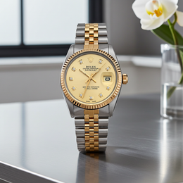 Factory Rolex 36MM DayJust Watch – 10 Pointer Champagne Dial – 18K Yellow Gold & Stainless Steel