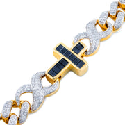 Diamond Cross Bracelet Cuban Infinity  & Round Stone Setting - 10KT Gold & 3.50 CTW