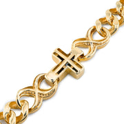 Diamond Cross Bracelet Cuban Infinity  & Round Stone Setting - 10KT Gold & 3.50 CTW