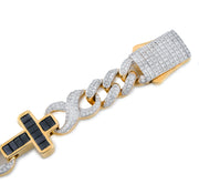 Diamond Cross Bracelet Cuban Infinity  & Round Stone Setting - 10KT Gold & 3.50 CTW