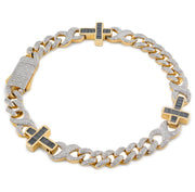 Diamond Cross Bracelet Cuban Infinity  & Round Stone Setting - 10KT Gold & 3.50 CTW