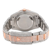 Custom Diamond Rolex 41MM DateJust Watch – Iced Out Single Row Two Tone Rose Roman Dial – 18.00 CTW