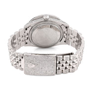 Custom Diamond Rolex 36MM DateJust Watch – Iced Out Flower Cluster All White Roman Dial – 12.00 CTW