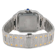 Custom Diamond Cartier 40MM Santos Watch – Iced Out Two Tone Gold Roman Dial – 13.00 CTW
