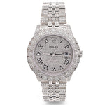 Custom Diamond Rolex 36MM DateJust Watch – Iced Out Flower Cluster All White Roman Dial – 12.00 CTW