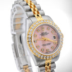 Custom Diamond Bezel Rolex 26MM DateJust Watch – Two Tone 10 Pointer Pink MOP Dial – 1.50 CTW