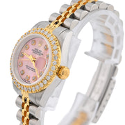 Custom Diamond Bezel Rolex 26MM DateJust Watch – Two Tone 10 Pointer Pink MOP Dial – 1.50 CTW