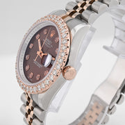Custom Diamond Bezel Rolex 36MM DateJust Watch – Two Tone 10 Pointer Chocolate Dial – 3.28 CTW