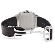 Custom Diamond Cartier 40MM Santos Watch – Iced Out Brown Roman Dial & Leather Strap – 4.50 CTW