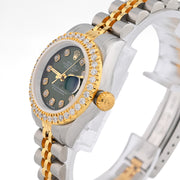 Custom Diamond Bezel Rolex 26MM DateJust Watch – Two Tone 10 Pointer Deep Green Dial – 1.50 CTW