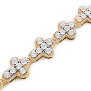 Diamond Cross Bracelet Illusion Round Stone Setting - 10KT Gold & 2.85 CTW