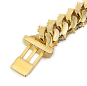 Diamond Cuban Bracelet Two Row Stone Setting - 10KT Gold & 11.52 CTW