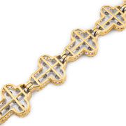 Diamond Cross Bracelet Illusion Round Stone Setting - 10KT Gold & 2.85 CTW