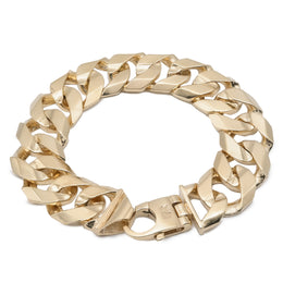 Flat Curb Cuban Bracelet Solid - 10KT Gold & 20MM