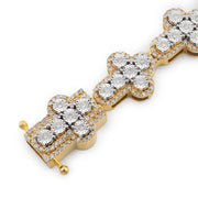 Diamond Cross Bracelet Illusion Round Stone Setting - 10KT Gold & 2.85 CTW