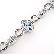 Diamond Clover Bracelet Blue Accent Stone Setting - 10KT Gold & 4.05 CTW
