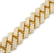 Diamond Cuban Bracelet Two Row Stone Setting - 10KT Gold & 11.52 CTW