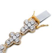 Diamond Cross Bracelet Illusion Round Stone Setting - 10KT Gold & 2.85 CTW