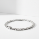 925 Sterling Silver Diamond Bracelet – Cuban Link Round Cluster Setting – 2.90 CTW