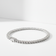 925 Sterling Silver Diamond Bracelet – Cuban Link Round Cluster Setting – 2.90 CTW