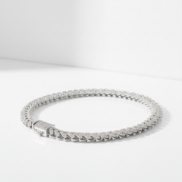 925 Sterling Silver Diamond Bracelet – Cuban Link Round Cluster Setting – 2.90 CTW