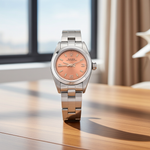 Factory Rolex 24MM Oyster Perpetual Watch – Stick Pink Salmon Dial – Stainless Steel