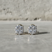 10K Gold Diamond Stud Earring – Four Pointer Flower Cluster – 0.75 CTW