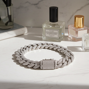 925 Sterling Silver Lab Diamond Bracelet – Curb Cuban Link Mirco Pavé Hand Set – 7.00 CTW