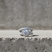 14K Gold Lab Diamond Engagement Ring – Round Solitaire with Halo Split Shank Pave – 3.93 CTW