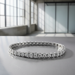 925 Sterling Silver Diamond Bracelet – Round Halo Illusion Tennis Link – 0.15 CTW