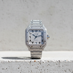 Custom Diamond Cartier 40MM Santos Watch – Iced Out Stainless Steel Arabic Dial – 13.00 CTW