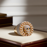 10K Gold Diamond Men's Ring – Skull with Cuban Link Pave Set Bezel – 1.75 CTW