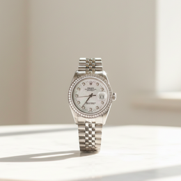 Custom Diamond Bezel Rolex 36MM DateJust Watch – All Steel 10 Pointer MOP Dial – 2.50 CTW