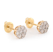 10K Gold Diamond Stud Earring – Seven Pointer Flower Cluster – 0.98 CTW