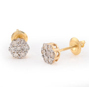 10K Gold Diamond Stud Earring – Seven Pointer Flower Cluster – 0.98 CTW