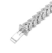 925 Sterling Silver Diamond Bracelet – Cuban Link Round Cluster Setting – 2.90 CTW