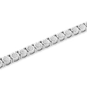 925 Sterling Silver Diamond Bracelet – Illusion Setting Tennis  – 0.15 CTW