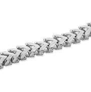 925 Sterling Silver Diamond Bracelet – Cuban Link Round Cluster Setting – 2.90 CTW