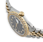 Custom Diamond Bezel Rolex 36MM DateJust Watch – Two Tone 10 Pointer Black Dial – 2.50 CTW