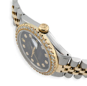 Custom Diamond Bezel Rolex 36MM DateJust Watch – Two Tone 10 Pointer Black Dial – 2.50 CTW