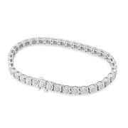 925 Sterling Silver Diamond Bracelet – Illusion Setting Tennis  – 0.15 CTW