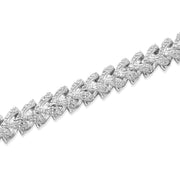 925 Sterling Silver Diamond Bracelet – Cuban Link Round Cluster Setting – 2.90 CTW