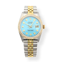 Rolex DateJust 36MM Diamond Bezel - Tiffany Blue 10-Pointer Dial & 2.00 CTW
