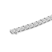 925 Sterling Silver Diamond Bracelet – Illusion Setting Tennis  – 0.15 CTW